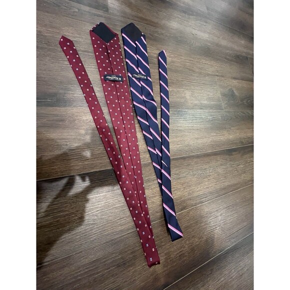 Lot Of 2 Brooks Brothers Makers Silk Pink Striped Regimental Neck Tie Red - Picture 2 of 6